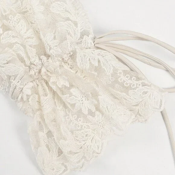 Apricot Casual Women's Elegant  Lace Sheer long sleeve Blouse - Picture 8 of 9